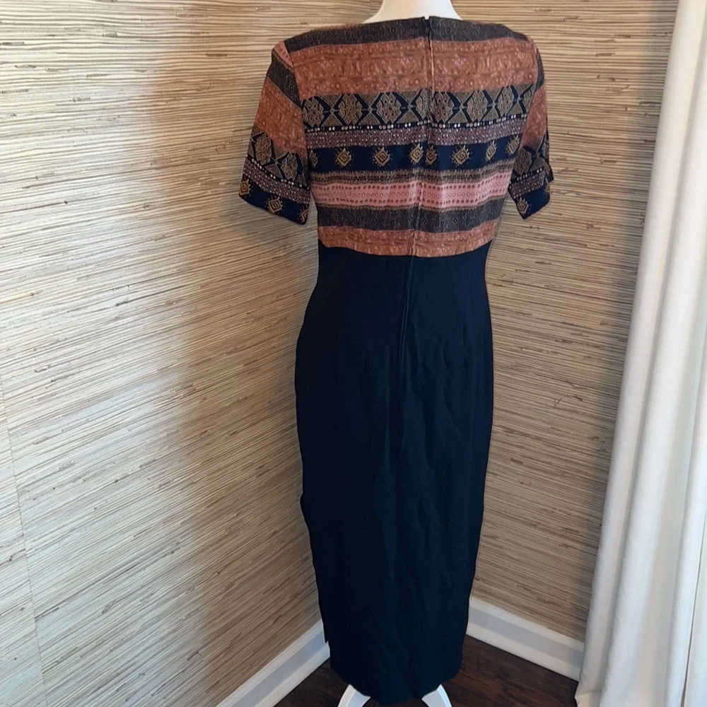 R.J. Stevens size 8 tan & black midi dress EUC!